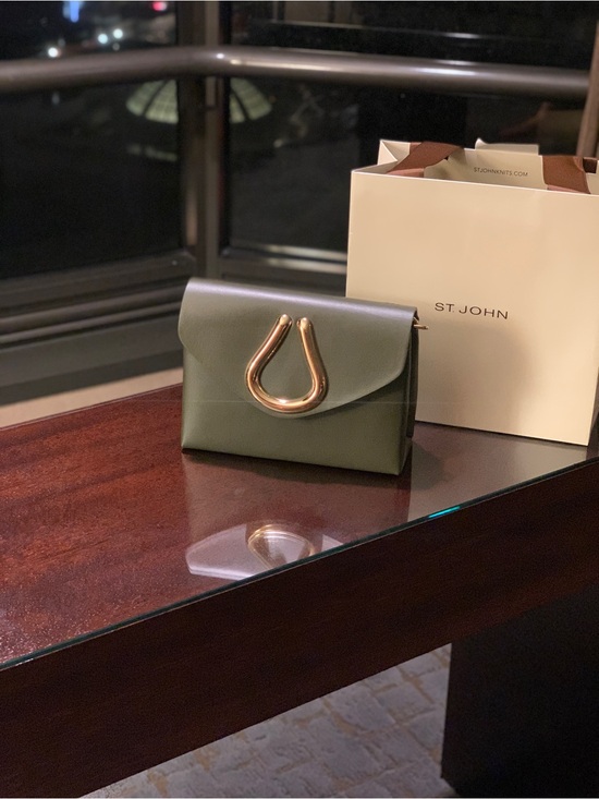 St. John Handbags - St. John Loop Purse Handbag Olive Green Leather or Chain Crossbody